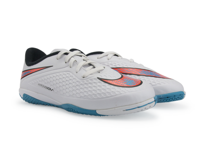 Nike Kids Hypervenom Phelon Indoor Soccer Shoes White/Blue Lagoon/Total Crimson