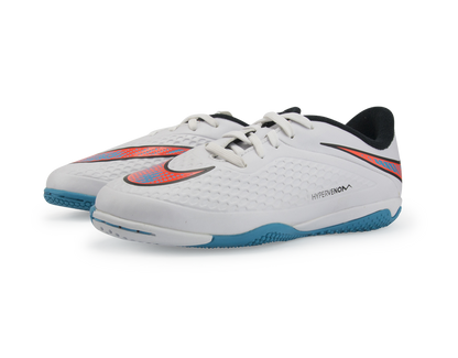 Nike Kids Hypervenom Phelon Indoor Soccer Shoes White/Blue Lagoon/Total Crimson