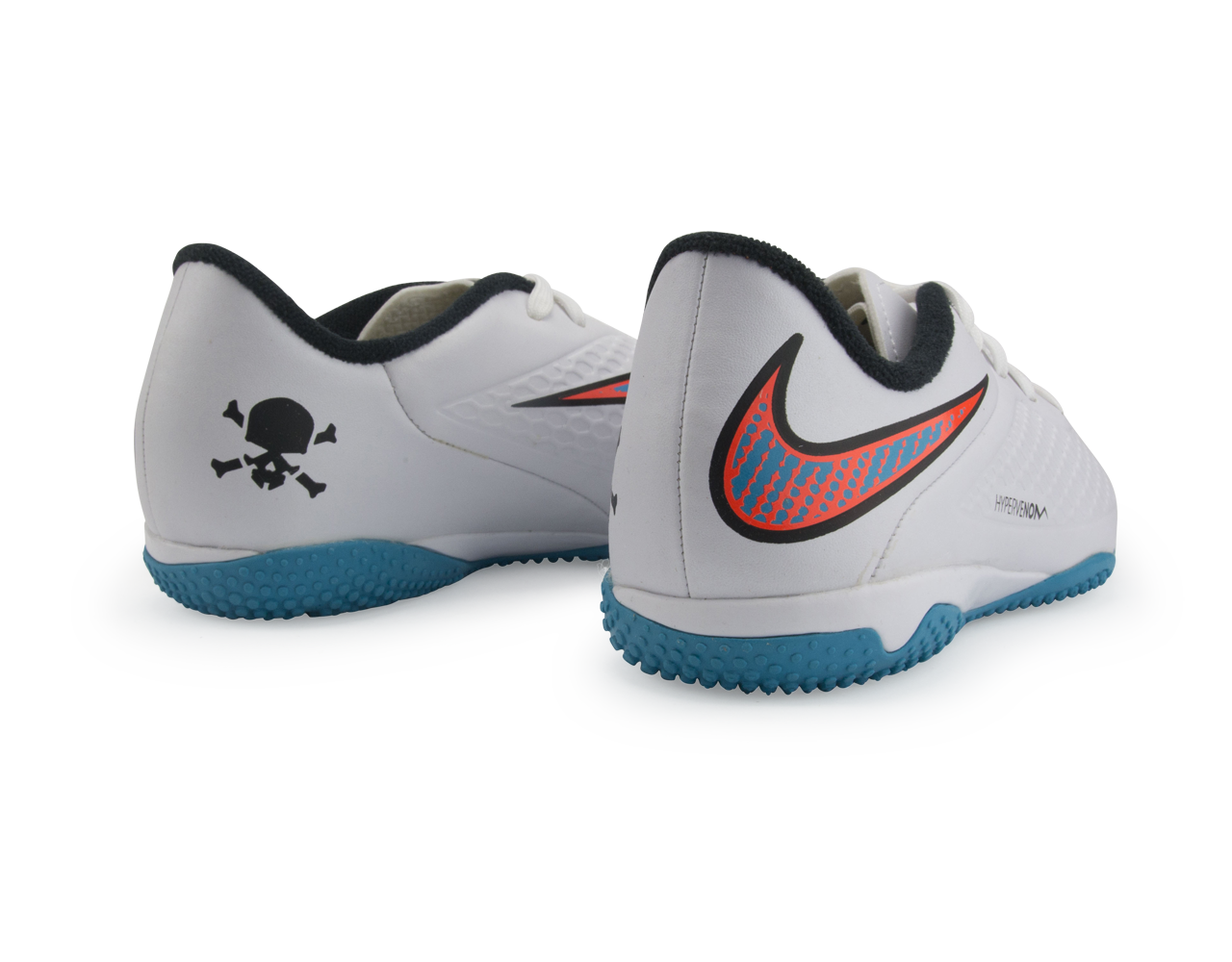 Nike Kids Hypervenom Phelon Indoor Soccer Shoes White/Blue Lagoon/Total Crimson