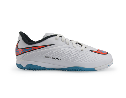 Nike Kids Hypervenom Phelon Indoor Soccer Shoes White/Blue Lagoon/Total Crimson
