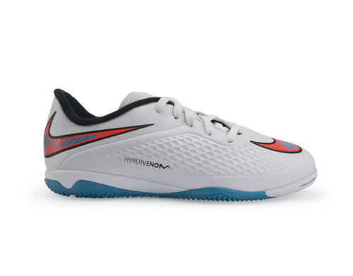 Nike Kids Hypervenom Phelon Indoor Soccer Shoes White/Blue Lagoon/Total Crimson