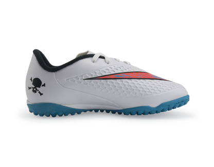 Nike Kids Hypervenom Phelon Turf Soccer Shoes White/Blue Lagoon/Total Crimson