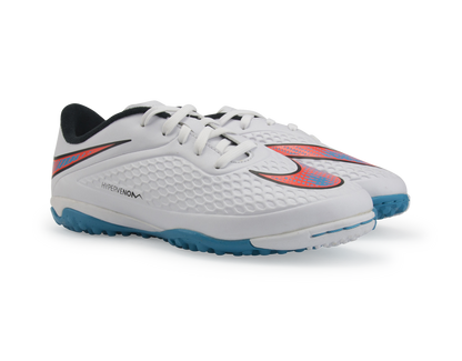Nike Kids Hypervenom Phelon Turf Soccer Shoes White/Blue Lagoon/Total Crimson
