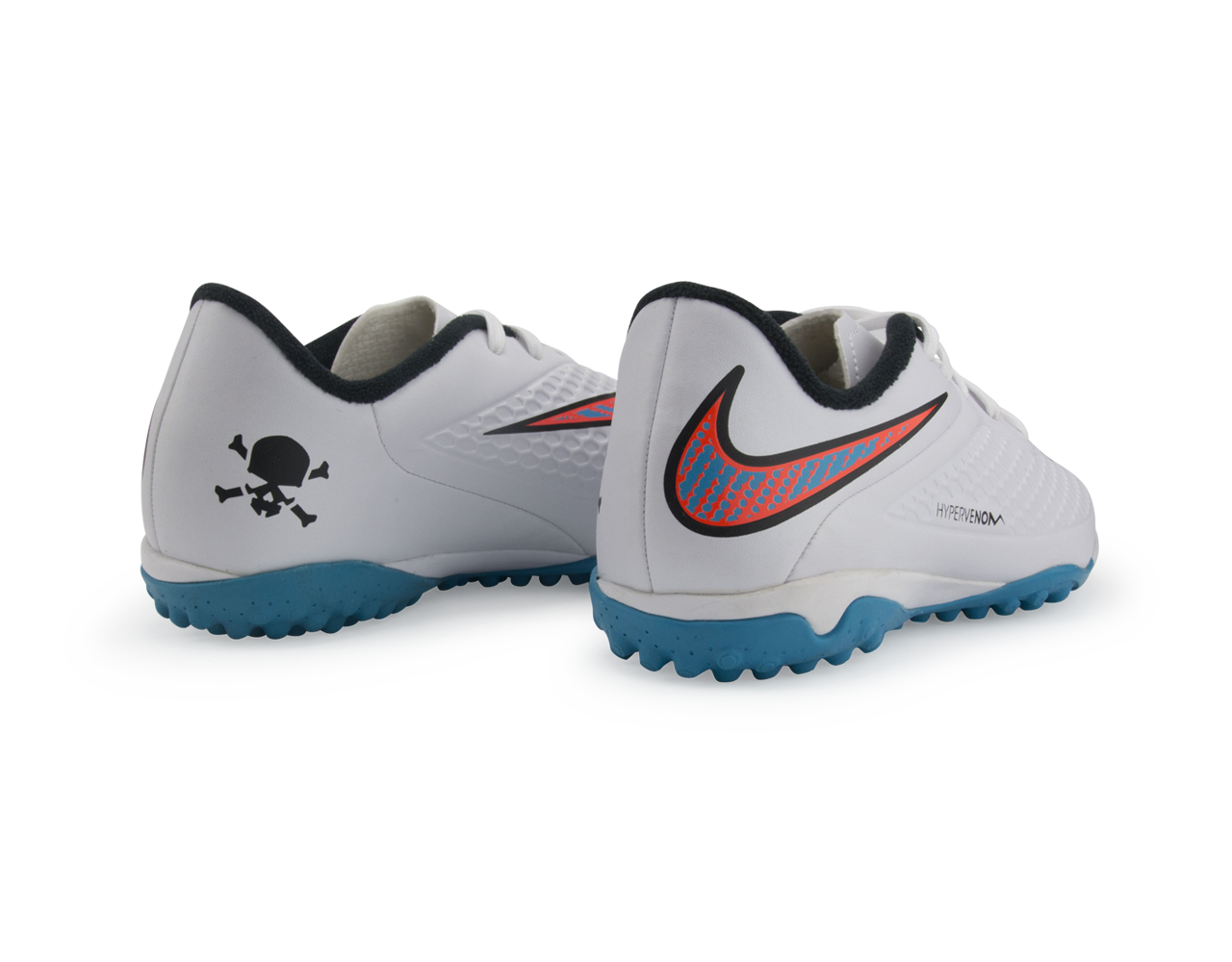 Nike Kids Hypervenom Phelon Turf Soccer Shoes White/Blue Lagoon/Total Crimson