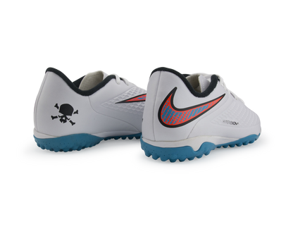 Nike Kids Hypervenom Phelon Turf Soccer Shoes White/Blue Lagoon/Total Crimson