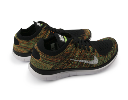 Nike Men's Free 4.0 Flyknit Running Shoes Black/White/Poison Green
