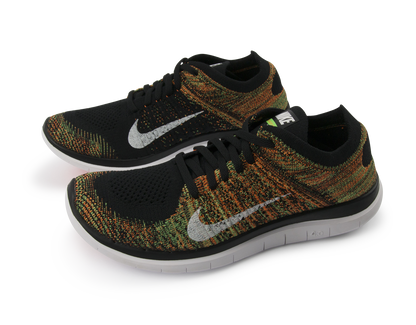 Nike Men's Free 4.0 Flyknit Running Shoes Black/White/Poison Green