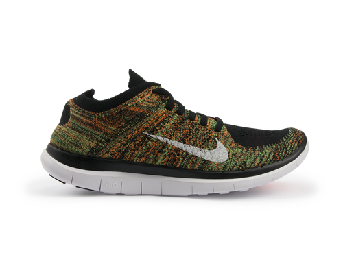Nike Men's Free 4.0 Flyknit Running Shoes Black/White/Poison Green