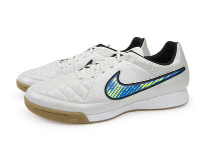 Nike Men's Tiempo Genio Leather Indoor Soccer Shoes White/Volt/Soar/Black