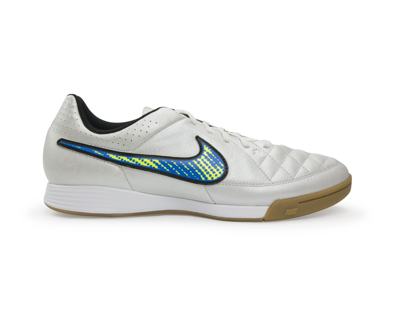 Nike Men's Tiempo Genio Leather Indoor Soccer Shoes White/Volt/Soar/Black