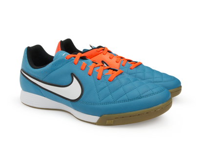 Nike Men's Tiempo Genio Leather Indoor Soccer Shoes Neo Turquoise/White/Hyper Crimson
