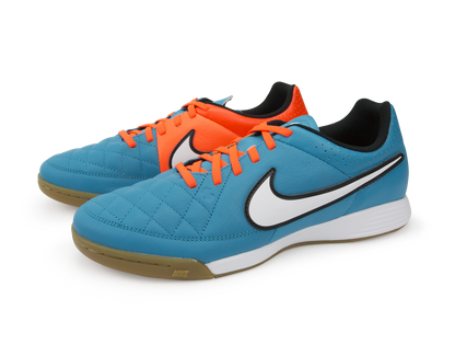 Nike Men's Tiempo Genio Leather Indoor Soccer Shoes Neo Turquoise/White/Hyper Crimson