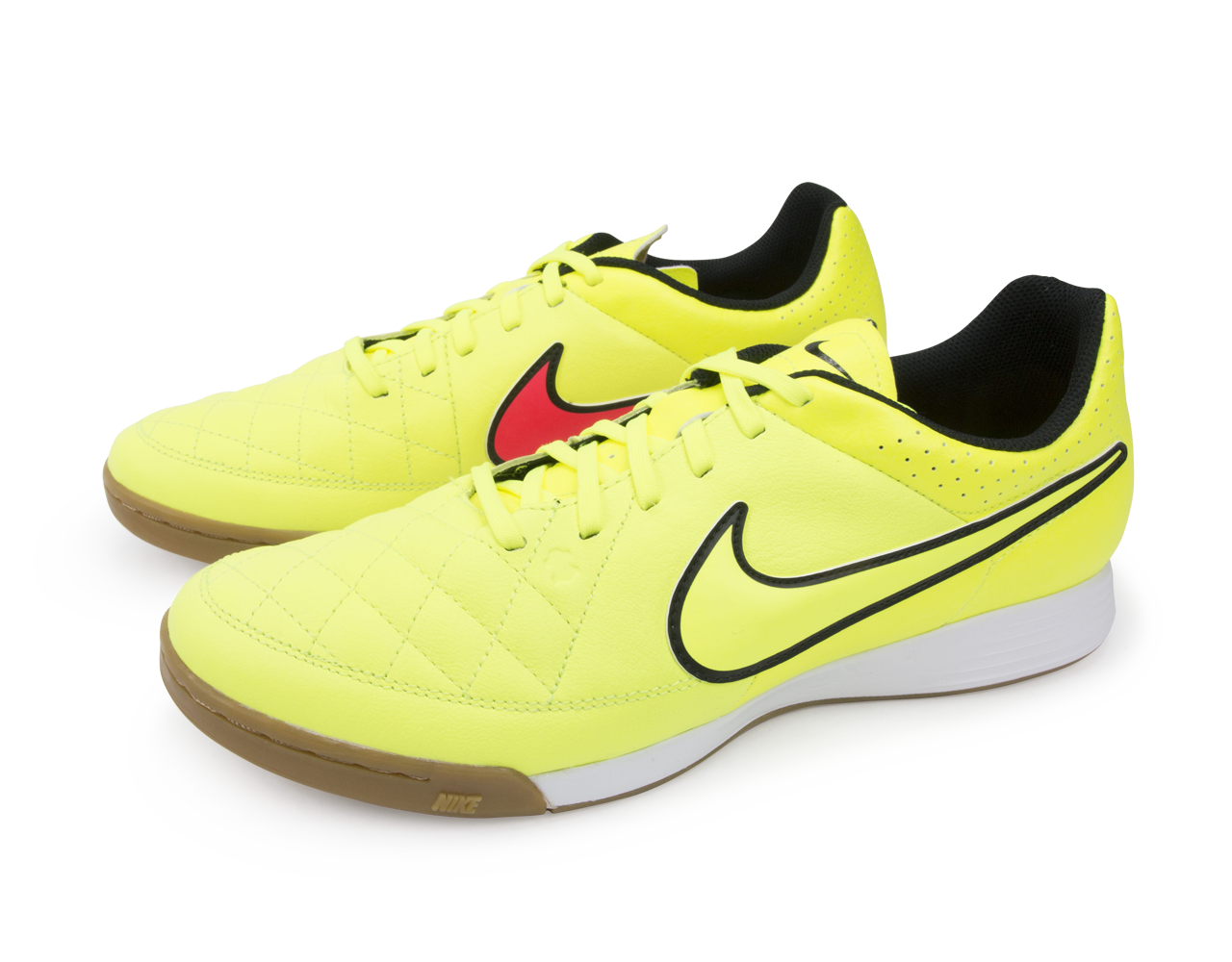 Nike Men's Tiempo Genio Leather Indoor Soccer Shoes Volt/Hyper Punch/Black