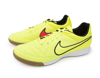 Nike Men's Tiempo Genio Leather Indoor Soccer Shoes Volt/Hyper Punch/Black
