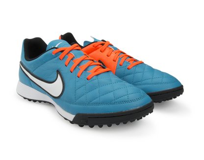 Nike Men's Tiempo Genio Leather Turf Soccer Shoes Neo Turquoise/White/Hyper Crimson