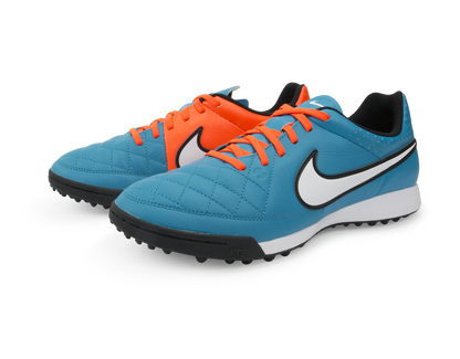 Nike Men's Tiempo Genio Leather Turf Soccer Shoes Neo Turquoise/White/Hyper Crimson