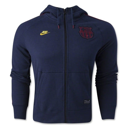 Nike Men's FC Barcelona AW77 Covert Full Zip Hoodie Navy
