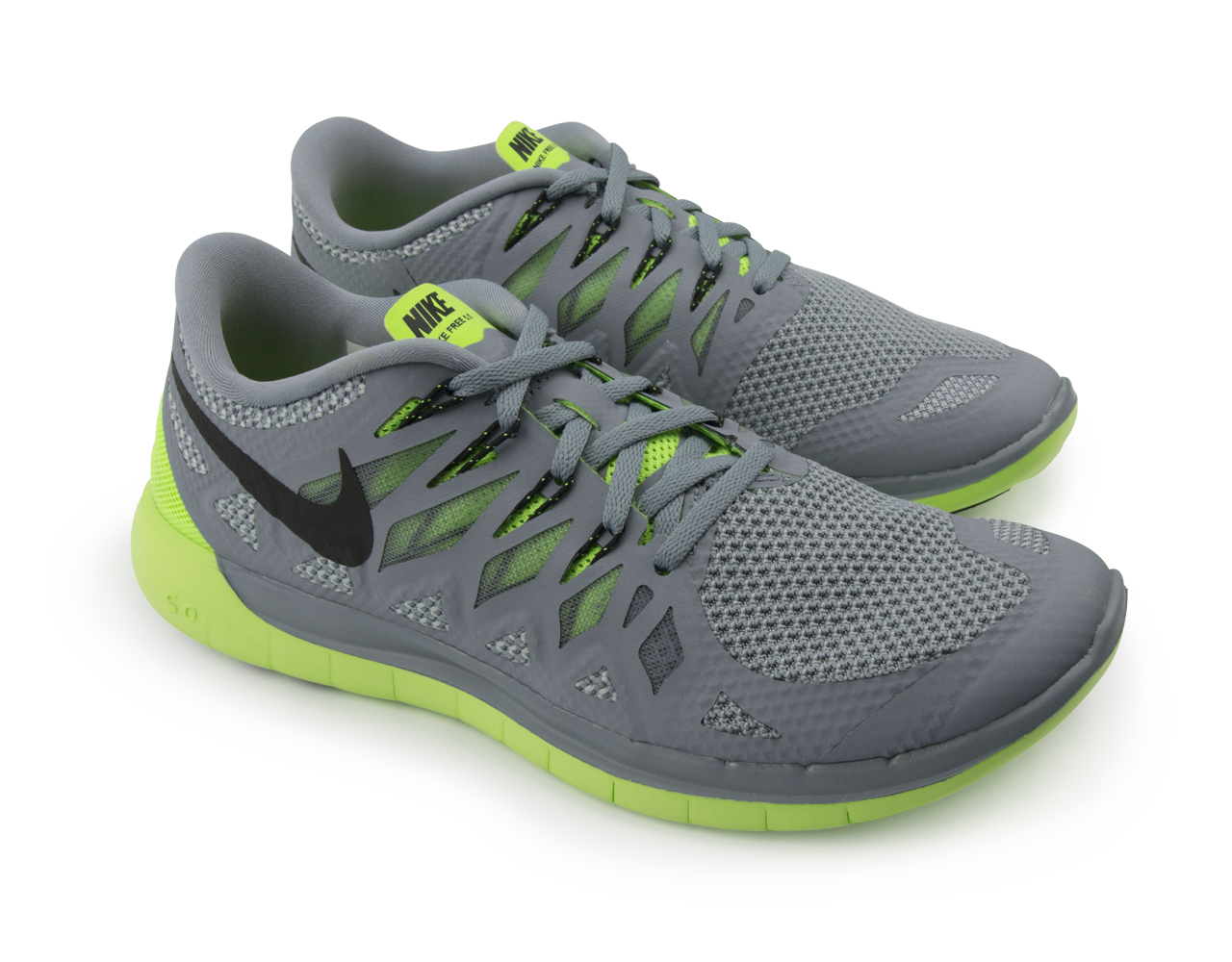 Nike Men's Free 5.0 Running Shoes Magnet Grey/Black/Electric Green