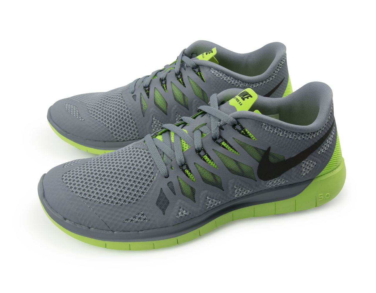 Nike Men's Free 5.0 Running Shoes Magnet Grey/Black/Electric Green