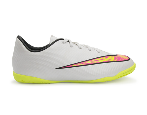 Nike Kids Mercurial Victory V Indoor Soccer Shoes White/Volt/Hyper Pink