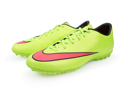 Nike Men's Mercurial Victory V Turf Soccer Shoes Electric Green/Hyper Punch/Black