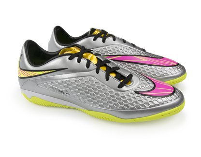 Nike Men's Hypervenom Phelon Indoor Soccer Shoes Chrome/Hyper Pink/Metalic Gold