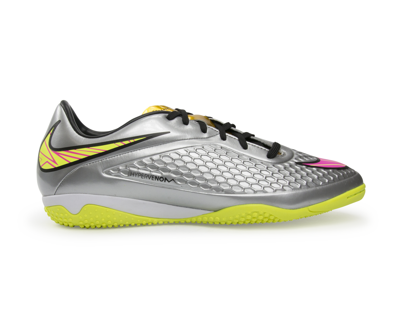 Nike Men's Hypervenom Phelon Indoor Soccer Shoes Chrome/Hyper Pink/Metalic Gold