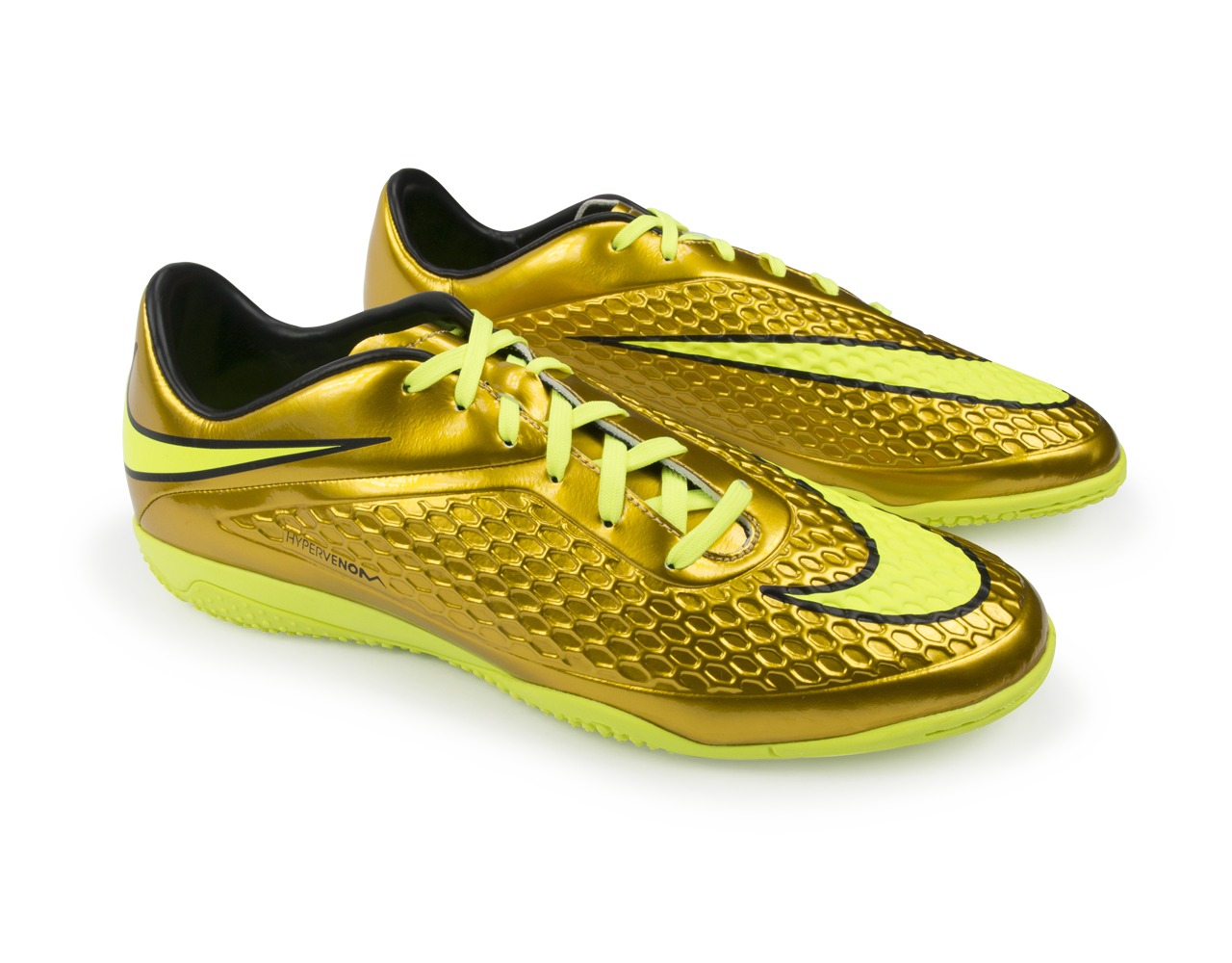 Nike Men's Hypervenom Phelon Indoor Soccer Shoes Metallic Gold/Black/Tour Yellow