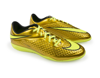Nike Men's Hypervenom Phelon Indoor Soccer Shoes Metallic Gold/Black/Tour Yellow