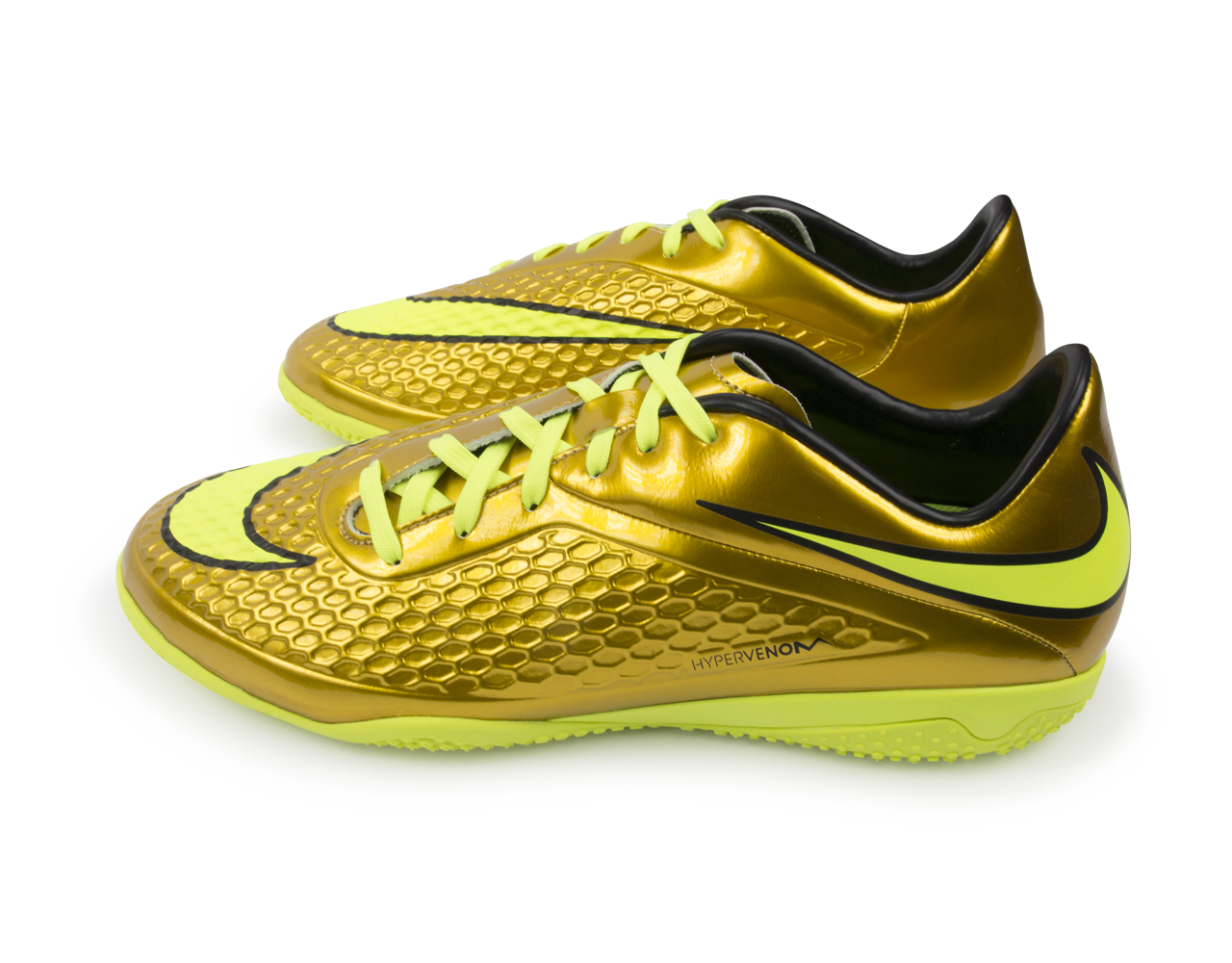 Nike Men's Hypervenom Phelon Indoor Soccer Shoes Metallic Gold/Black/Tour Yellow