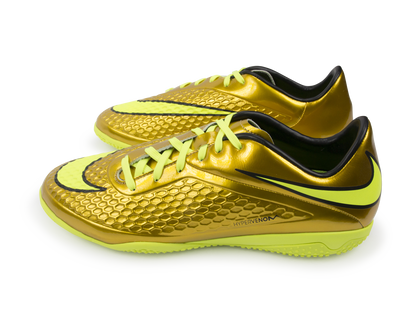 Nike Men's Hypervenom Phelon Indoor Soccer Shoes Metallic Gold/Black/Tour Yellow
