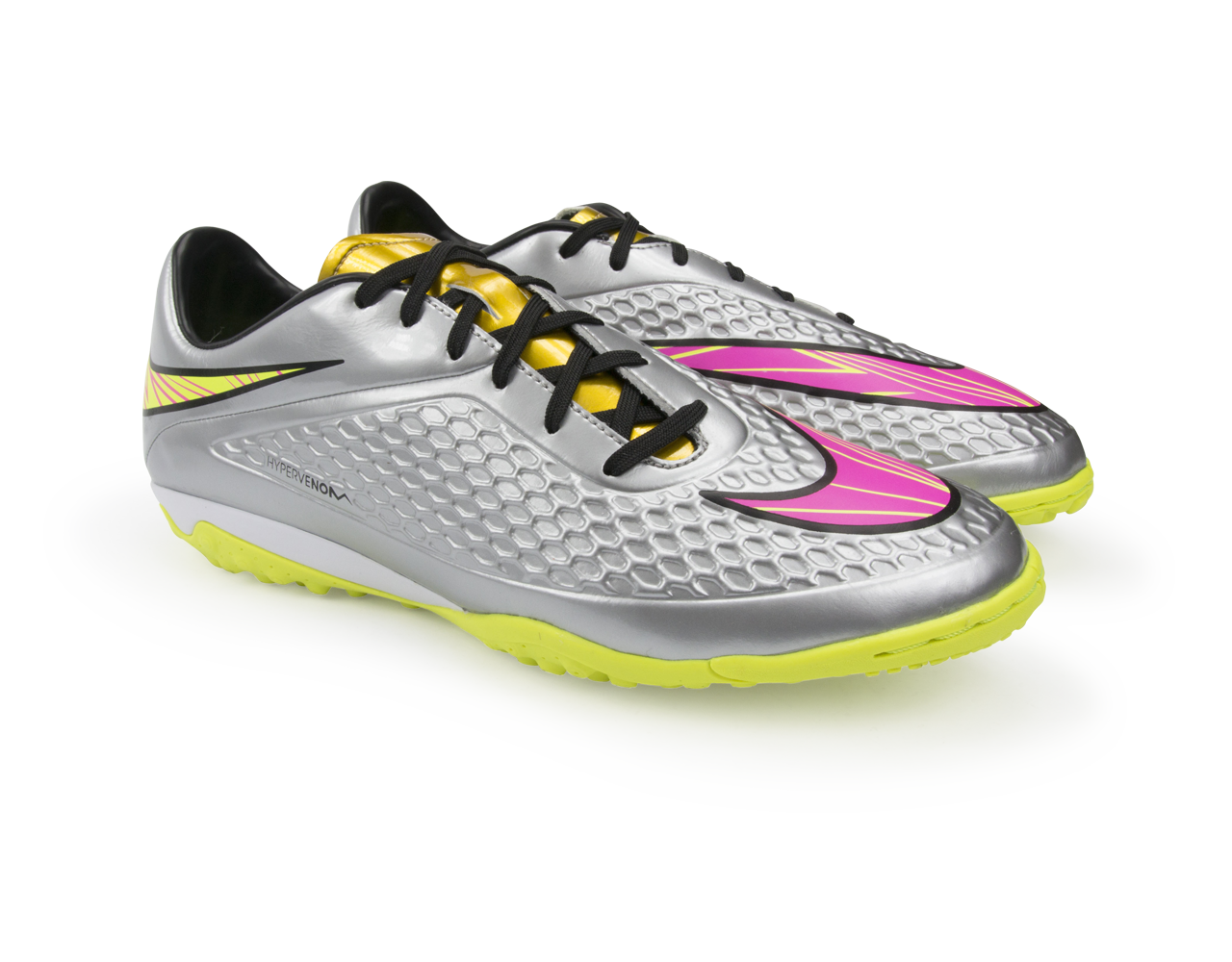Nike Men's Hypervenom Phelon Turf Soccer Shoes Chrome/Hyper Pink/Metalic Gold