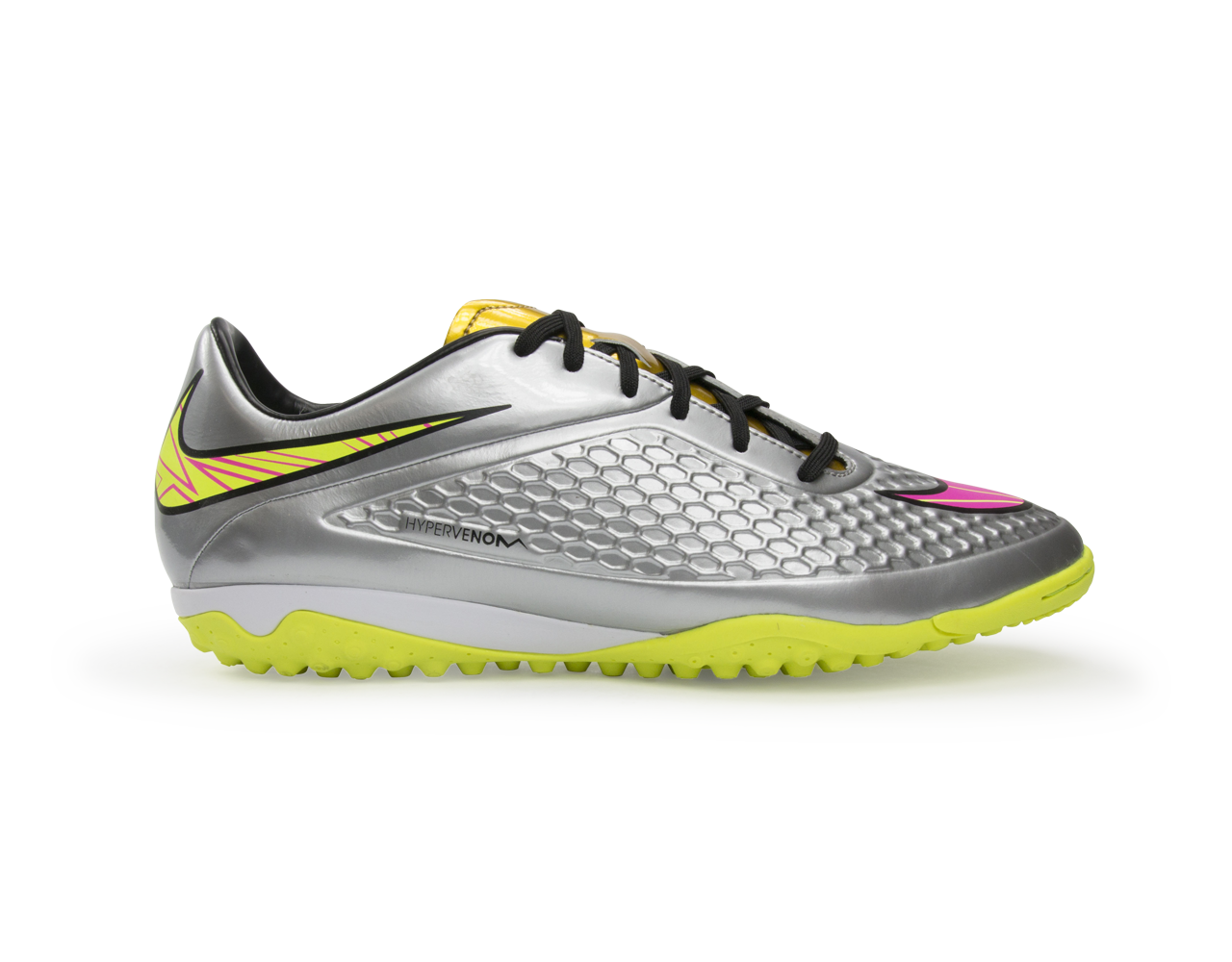 Nike Men's Hypervenom Phelon Turf Soccer Shoes Chrome/Hyper Pink/Metalic Gold