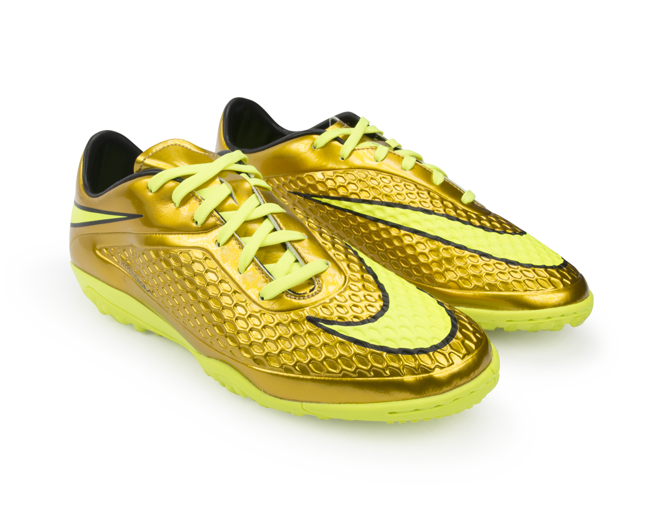 Nike Men's Hypervenom Phelon Turf Soccer Shoes Metallic Gold/Black/Tour Yellow