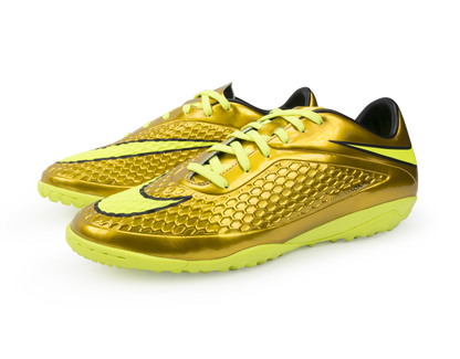 Nike Men's Hypervenom Phelon Turf Soccer Shoes Metallic Gold/Black/Tour Yellow