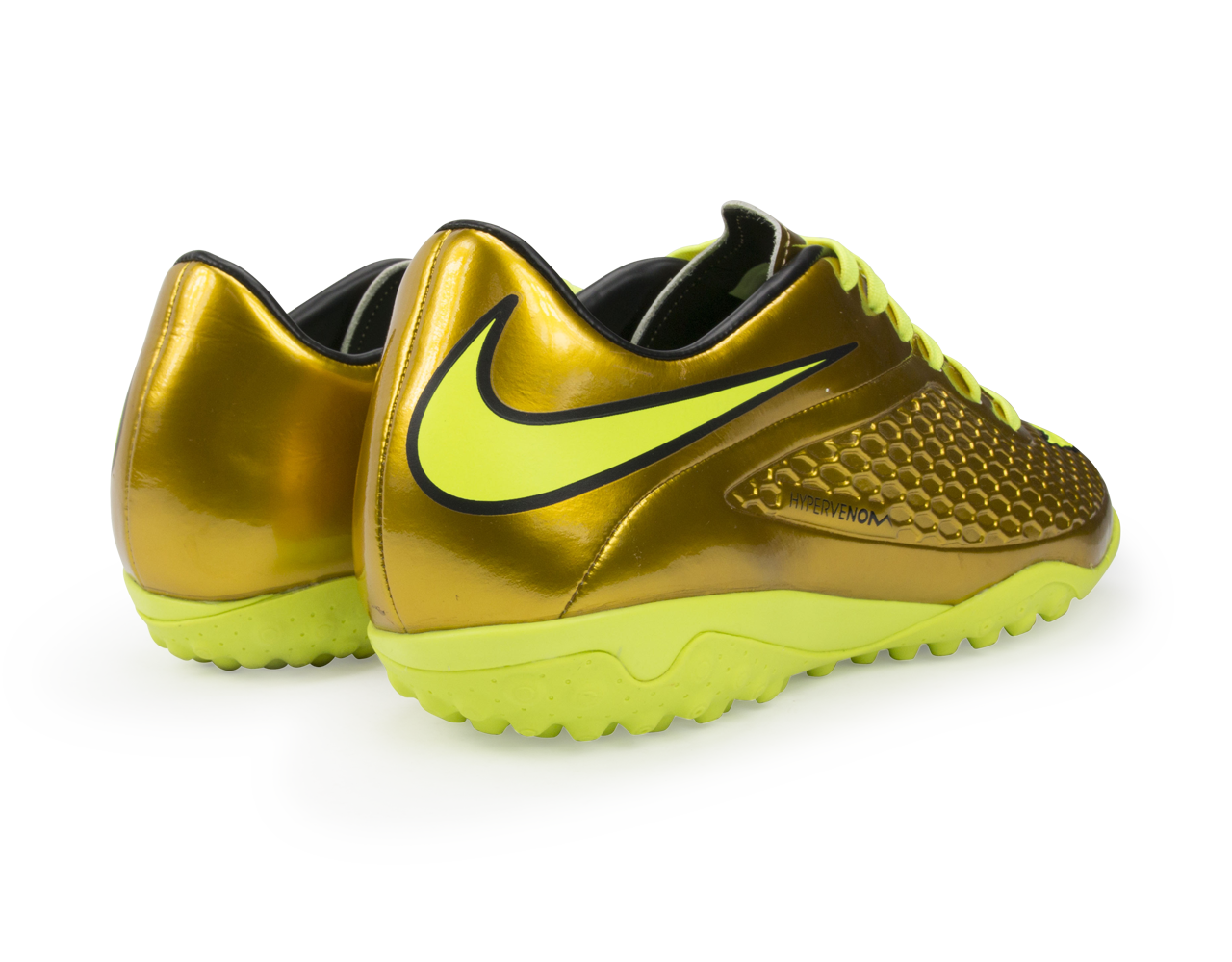 Nike Men's Hypervenom Phelon Turf Soccer Shoes Metallic Gold/Black/Tour Yellow