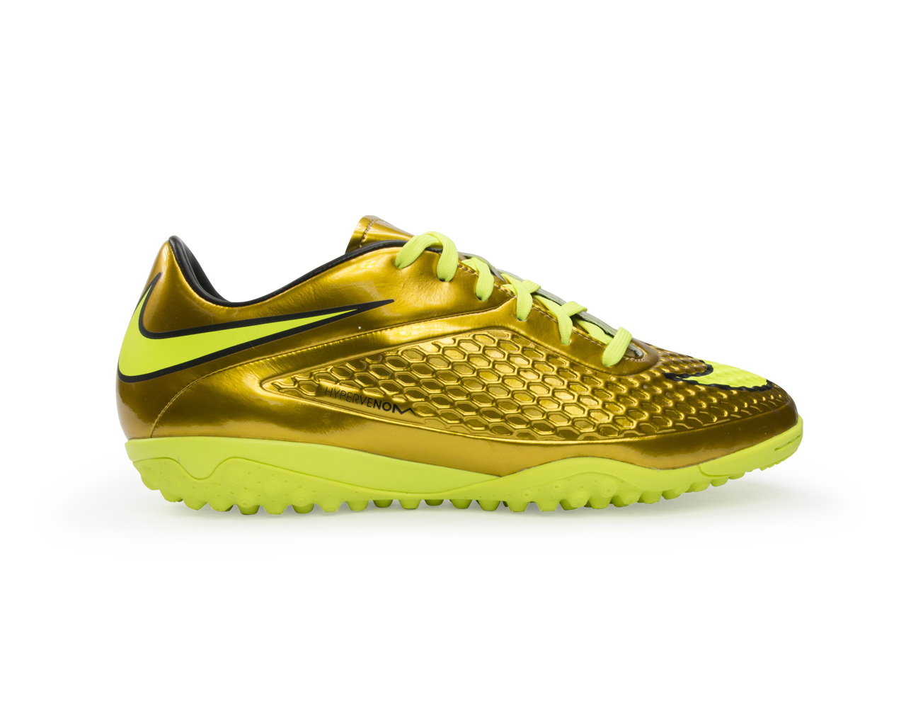 Nike Men's Hypervenom Phelon Turf Soccer Shoes Metallic Gold/Black/Tour Yellow