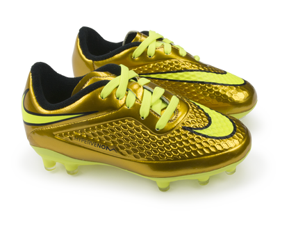 Nike Kids Hypervenom Phelon FG Metallic Gold/Black/Tour Yellow