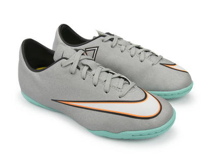 Nike Kids Mercurial Victory V CR Indoor Soccer Shoes Metallic Silver/Hyper Turquoise/Black