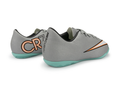 Nike Kids Mercurial Victory V CR Indoor Soccer Shoes Metallic Silver/Hyper Turquoise/Black