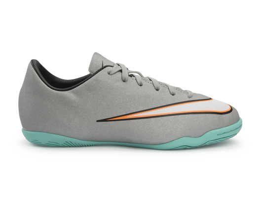 Nike Kids Mercurial Victory V CR Indoor Soccer Shoes Metallic Silver/Hyper Turquoise/Black