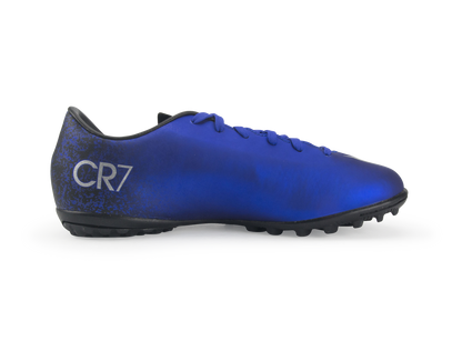 Nike Kids Mercurial Victory V CR7 Turf Soccer Shoes Deep Royal Blue/Metallic Silver