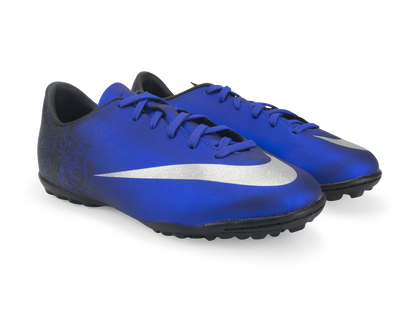 Nike Kids Mercurial Victory V CR7 Turf Soccer Shoes Deep Royal Blue/Metallic Silver