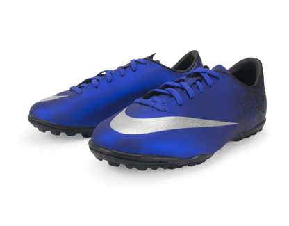 Nike Kids Mercurial Victory V CR7 Turf Soccer Shoes Deep Royal Blue/Metallic Silver