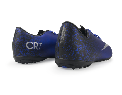 Nike Kids Mercurial Victory V CR7 Turf Soccer Shoes Deep Royal Blue/Metallic Silver