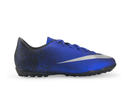 Nike Kids Mercurial Victory V CR7 Turf Soccer Shoes Deep Royal Blue/Metallic Silver