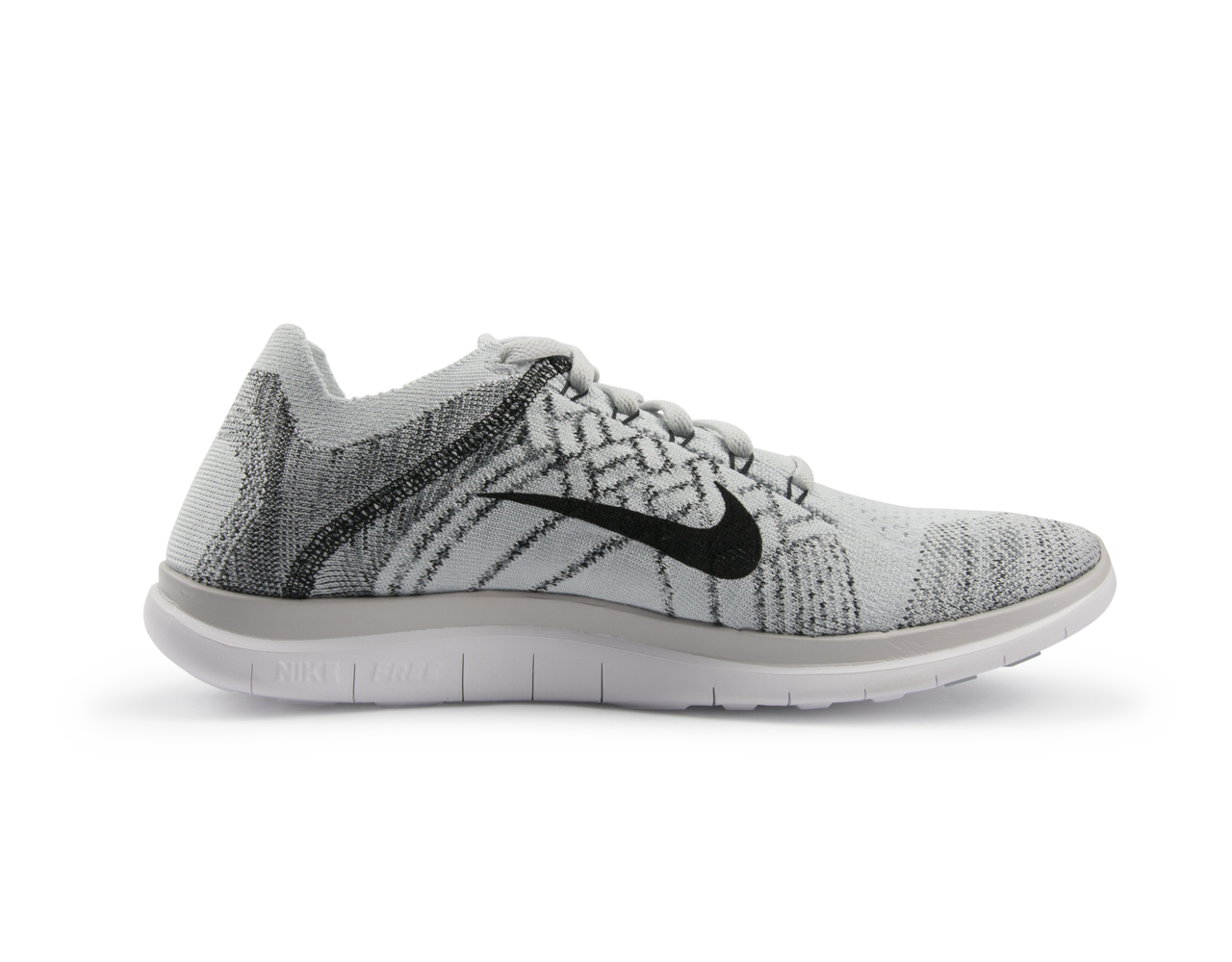 Nike Men's Free 4.0 Flyknit Running Shoes Pure Platinum/Black/White