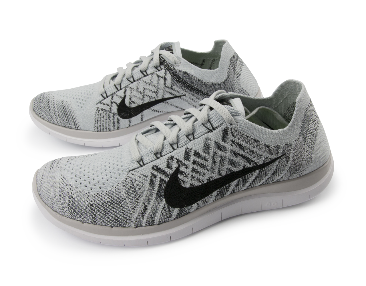 Nike Men's Free 4.0 Flyknit Running Shoes Pure Platinum/Black/White