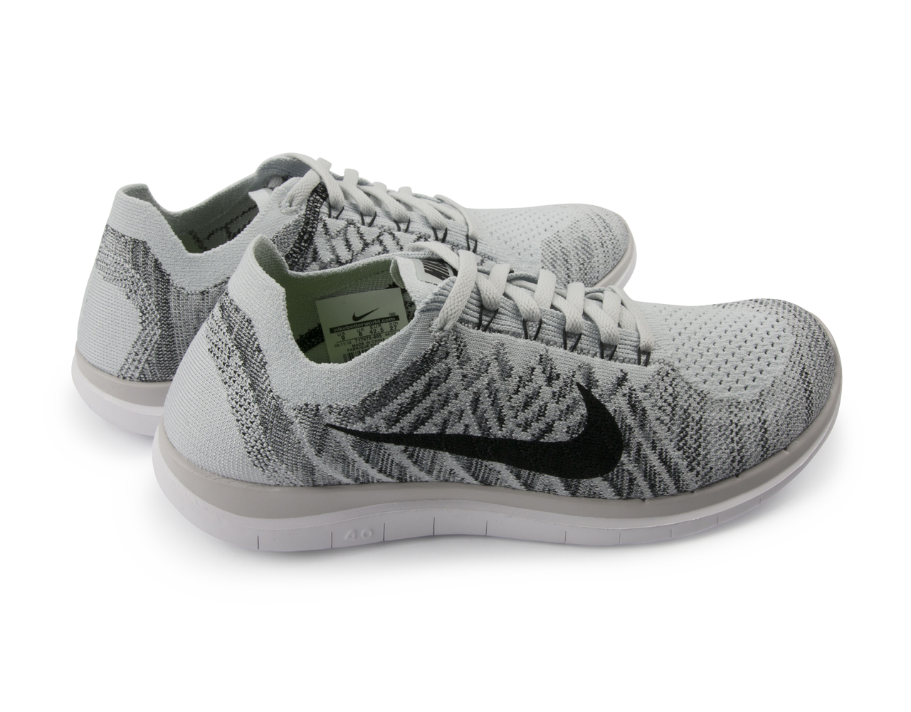 Nike Men's Free 4.0 Flyknit Running Shoes Pure Platinum/Black/White