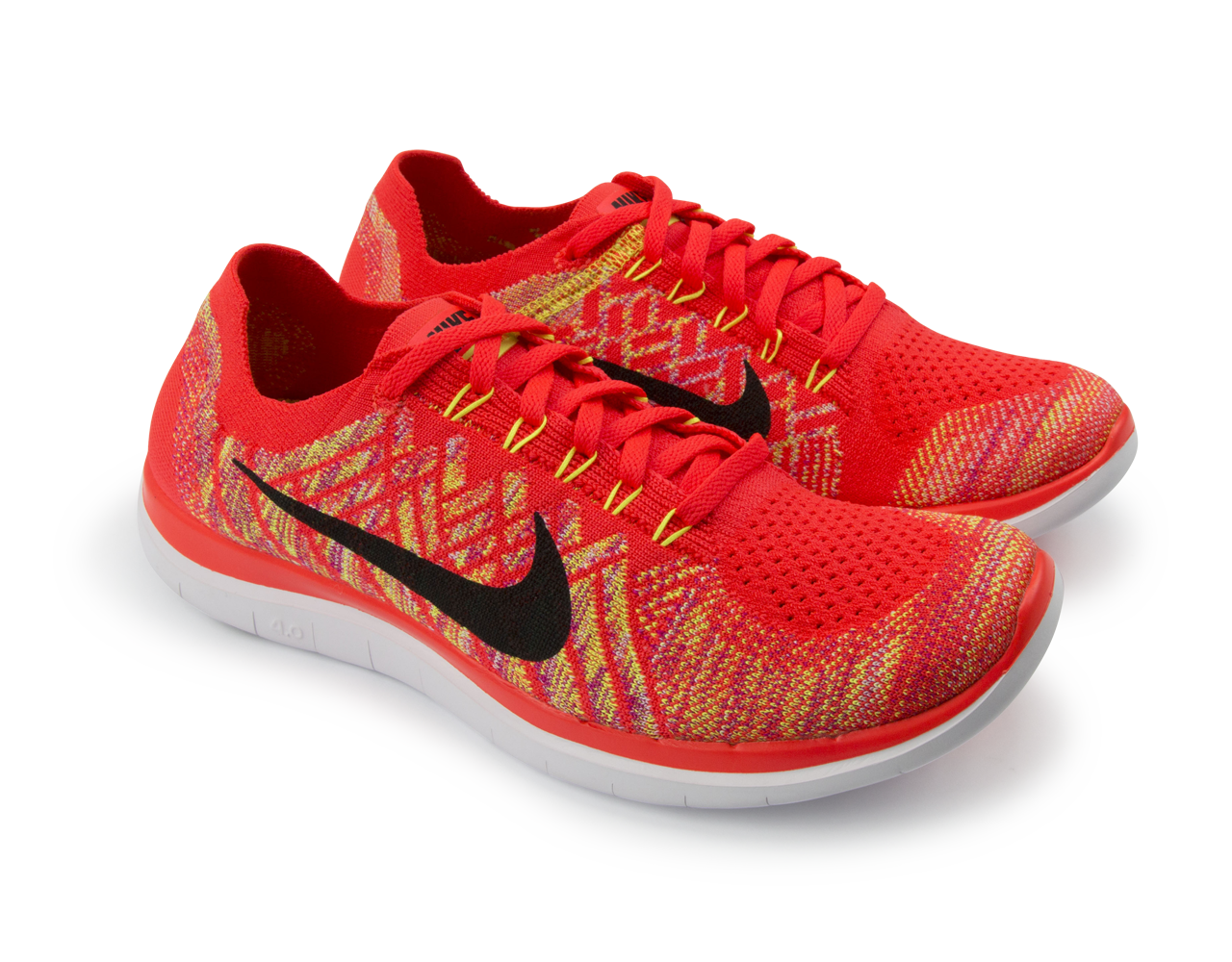 Nike Men's Free 4.0 Flyknit Running Shoes Bright Crimson/Black/Hot Lava